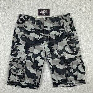 Levis Cargo Shorts Mens Sz 29 (30 x 10.5) Camo Gray Black White Tab Army Pockets